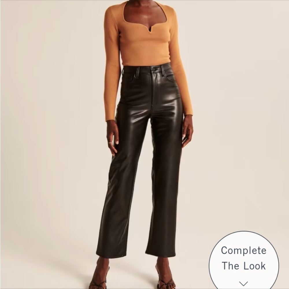 Abercrombie and Fitch Ankle Straight Ultra High Rise Leather Pant Size 28/6S